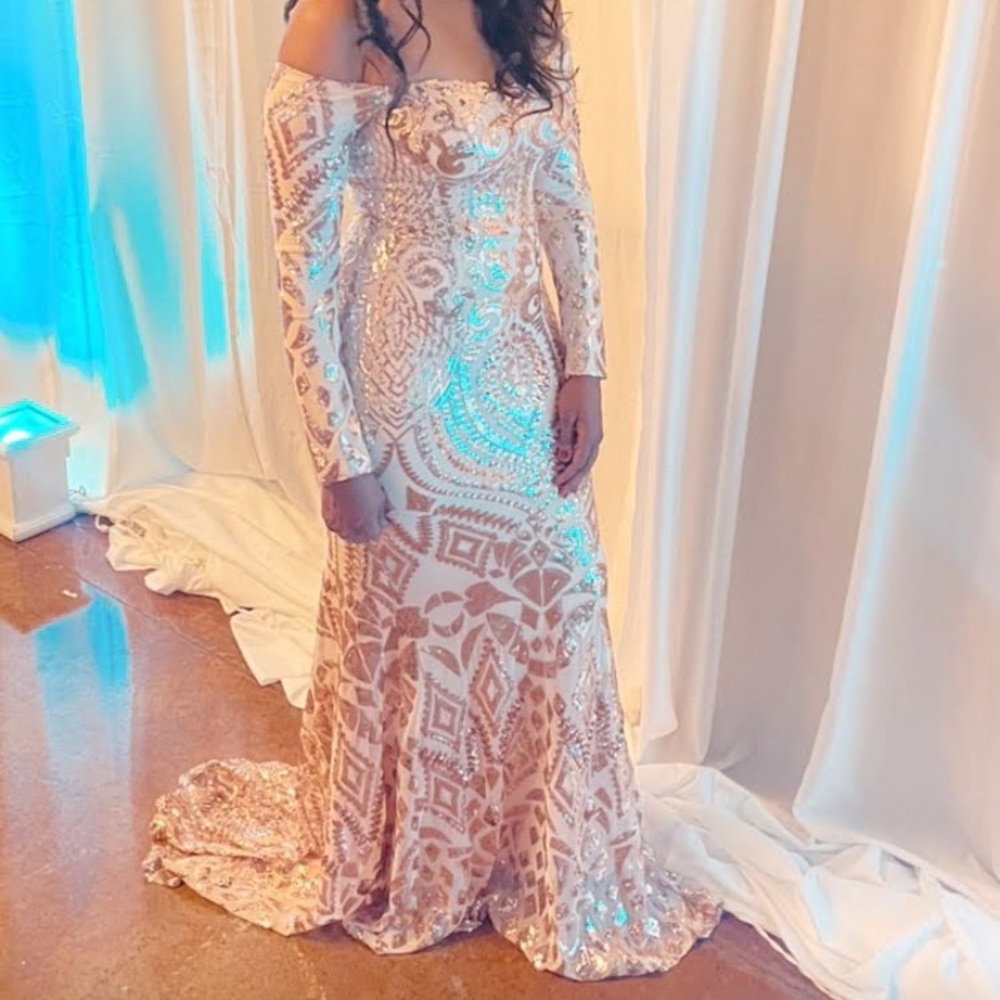 Rose Gold Sequin Prom Dress